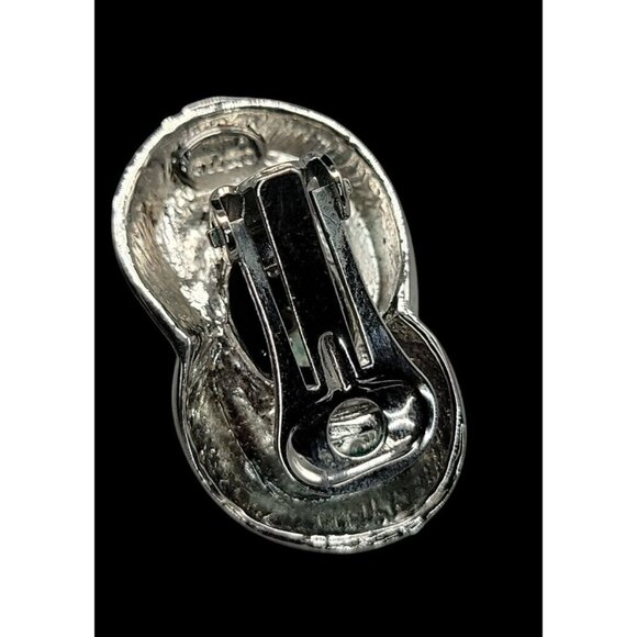 Craft Faux Onyx Clip On Earrings Cats Eye Style Highly Collectible Brand Vintage - Picture 6 of 15